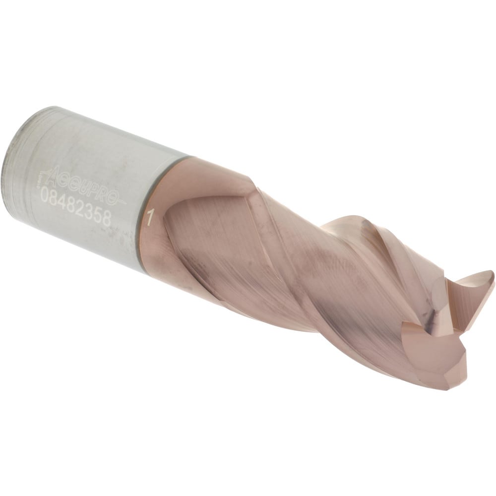 Corner Radius End Mill: 1" Dia, 1-3/4" LOC, 0.09" Radius, 3 Flutes, Solid Carbide