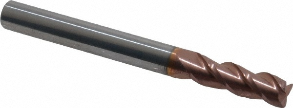 12181959 Corner Radius End Mill: 1/4" Dia, 3/4" LOC, 0.03" Radius, 3 Flutes, Solid Carbide  