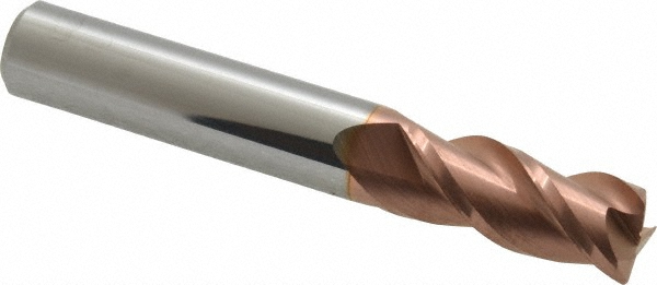 12182026 Corner Radius End Mill: 3/8" Dia, 7/8" LOC, 0.02" Radius, 3 Flutes, Solid Carbide  