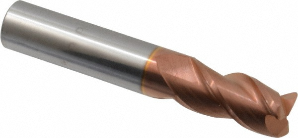12182076 Corner Radius End Mill: 1/2" Dia, 1" LOC, 0.045" Radius, 3 Flutes, Solid Carbide  