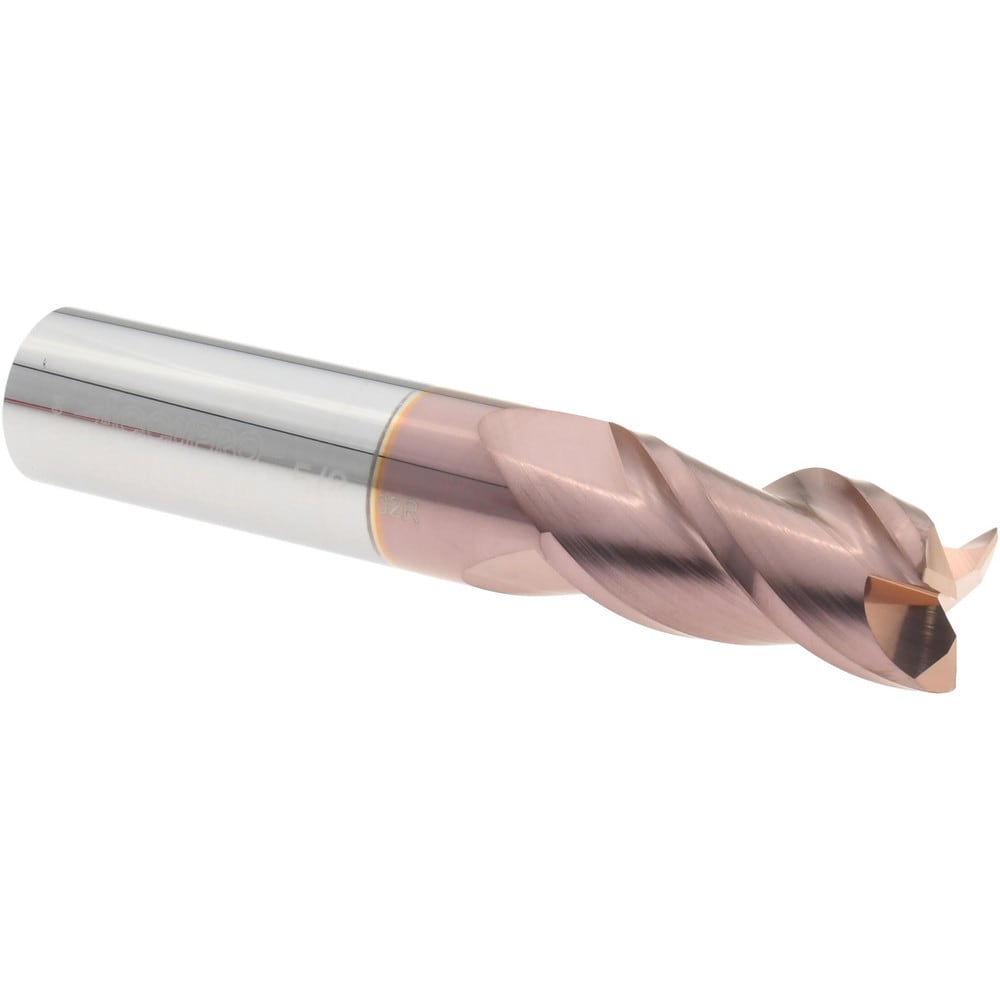 Corner Radius End Mill: 5/8" Dia, 1-1/4" LOC, 0.0200" Radius, 3 Flute, Solid Carbide