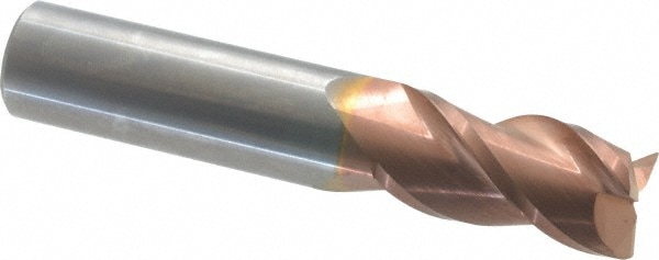 Corner Radius End Mill: 3/4" Dia, 1-1/2" LOC, 0.015" Radius, 3 Flutes, Solid Carbide