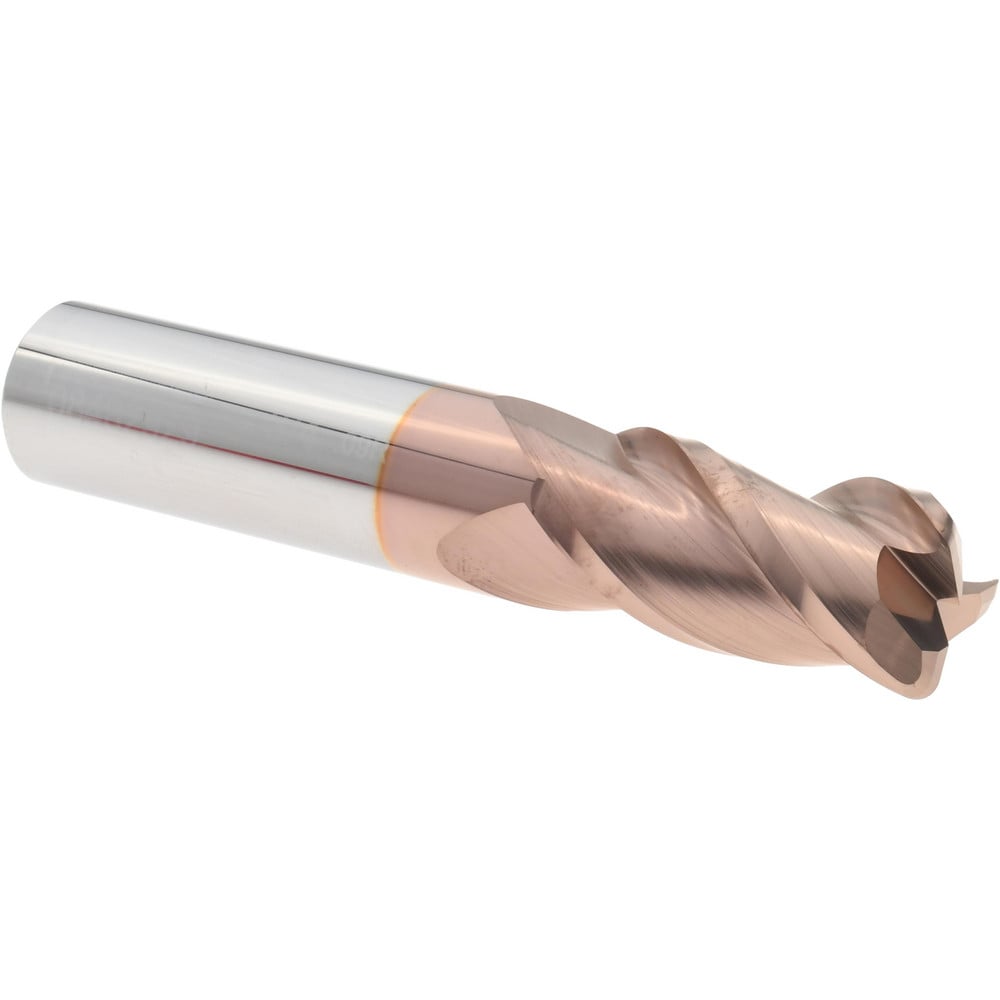 Corner Radius End Mill: 3/4" Dia, 1-1/2" LOC, 0.0900" Radius, 3 Flute, Solid Carbide