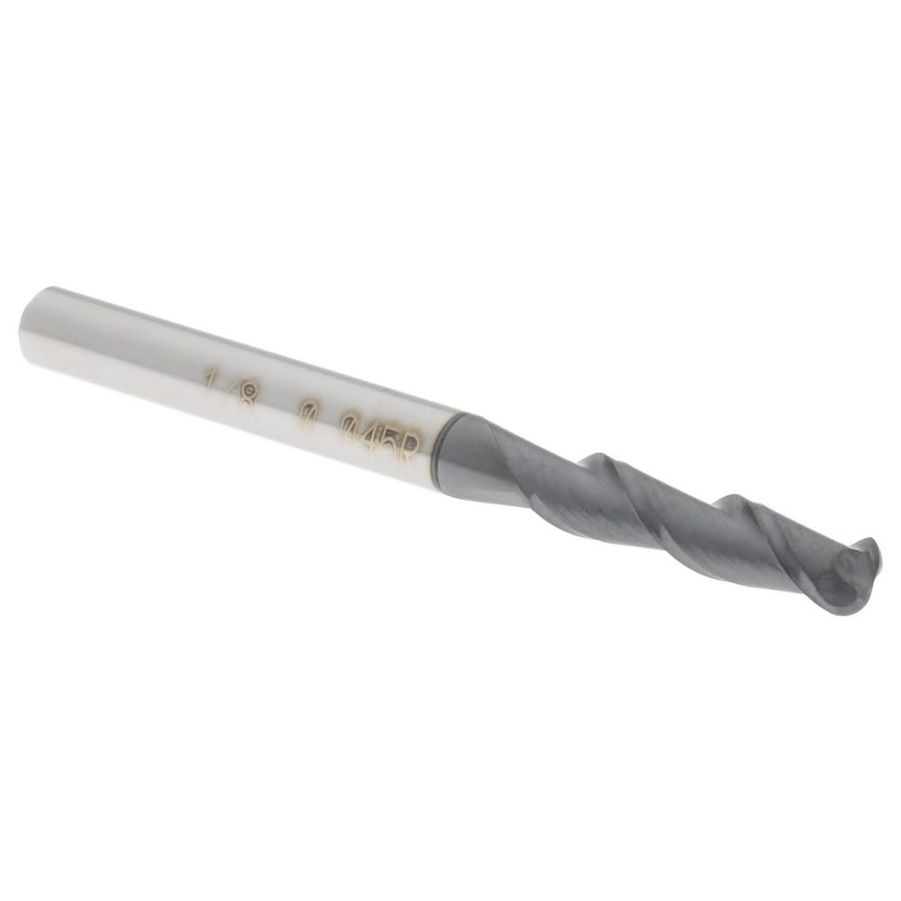 Corner Radius End Mill: 1/8" Dia, 1/2" LOC, 0.045" Radius, 2 Flutes, Solid Carbide