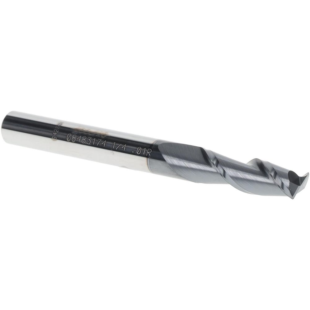 Corner Radius End Mill: 1/4" Dia, 3/4" LOC, 0.01" Radius, 2 Flutes, Solid Carbide