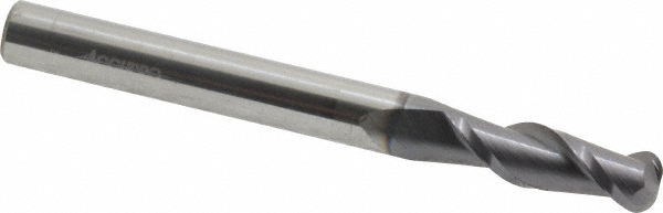 12181352 Corner Radius End Mill: 1/4" Dia, 3/4" LOC, 0.0900" Radius, 2 Flute, Solid Carbide  