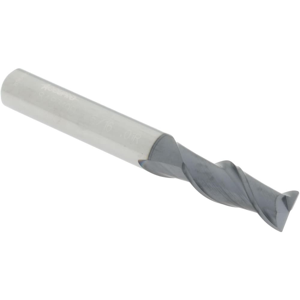 Accupro 12181382 Corner Radius End Mill: 5/16" Dia, 3/4" LOC, 0.01" Radius, 2 Flutes, Solid Carbide 