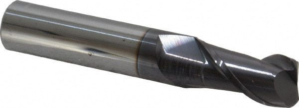 Corner Radius End Mill: 1/2" Dia, 1" LOC, 0.09" Radius, 2 Flutes, Solid Carbide