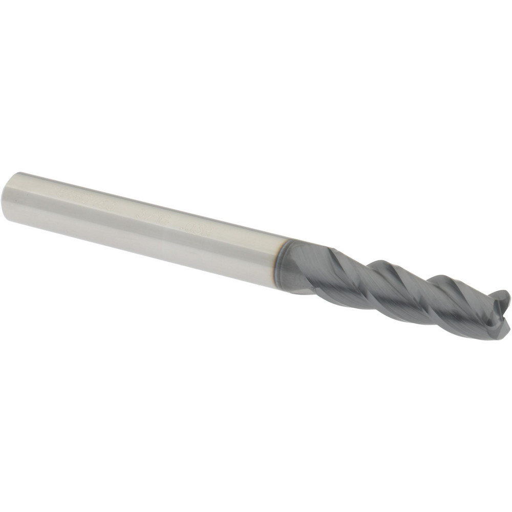 Accupro 12181932 Corner Radius End Mill: 3/16" Dia, 5/8" LOC, 0.03" Radius, 3 Flutes, Solid Carbide Image