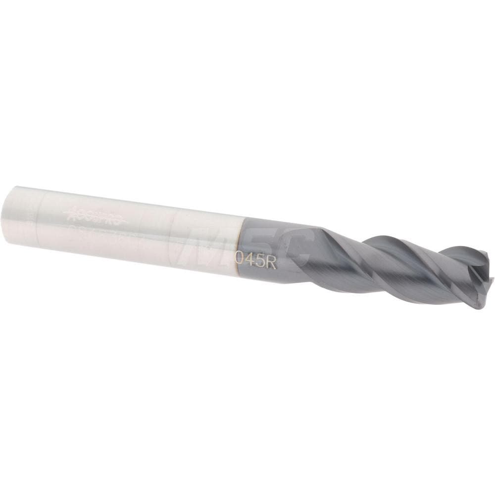 Accupro 12182001 Corner Radius End Mill: 5/16" Dia, 3/4" LOC, 0.045" Radius, 3 Flutes, Solid Carbide 