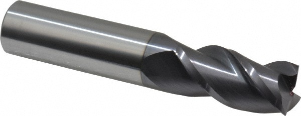 Corner Radius End Mill: 3/4" Dia, 1-1/2" LOC, 0.015" Radius, 3 Flutes, Solid Carbide