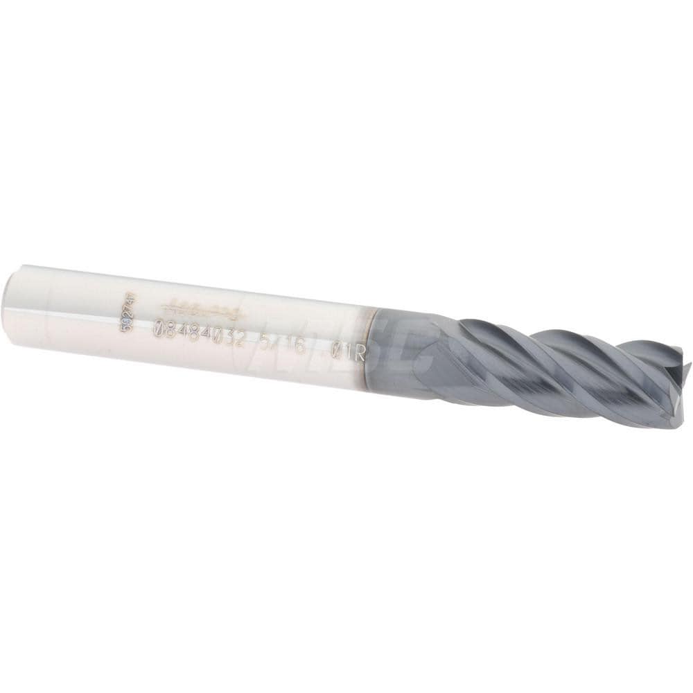 Accupro 12182506 Corner Radius End Mill: 5/16" Dia, 3/4" LOC, 0.01" Radius, 4 Flutes, Solid Carbide 