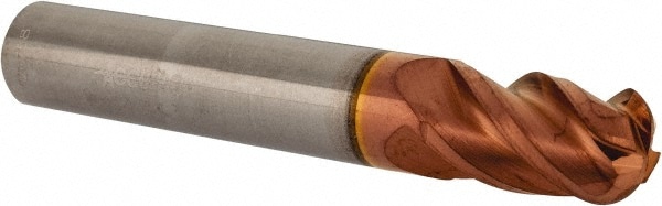 Corner Radius End Mill: 5/16" Dia, 1/2" LOC, 1/8" Radius, 4 Flutes, Solid Carbide