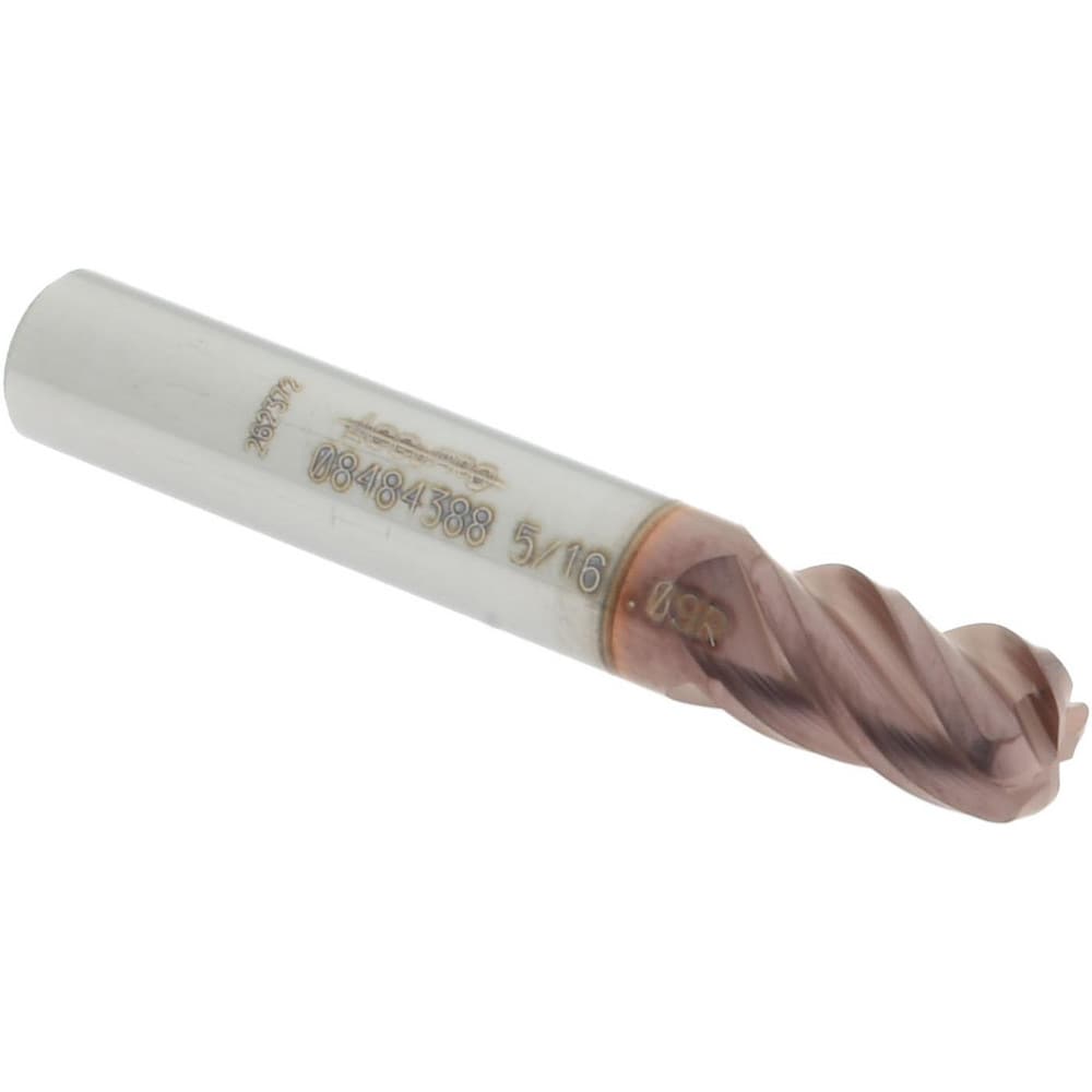 Corner Radius End Mill: 5/16" Dia, 1/2" LOC, 0.09" Radius, 4 Flutes, Solid Carbide