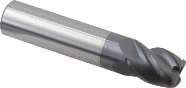 Accupro 12182954 Corner Radius End Mill: 1/2" Dia, 5/8" LOC, 0.09" Radius, 4 Flutes, Solid Carbide 