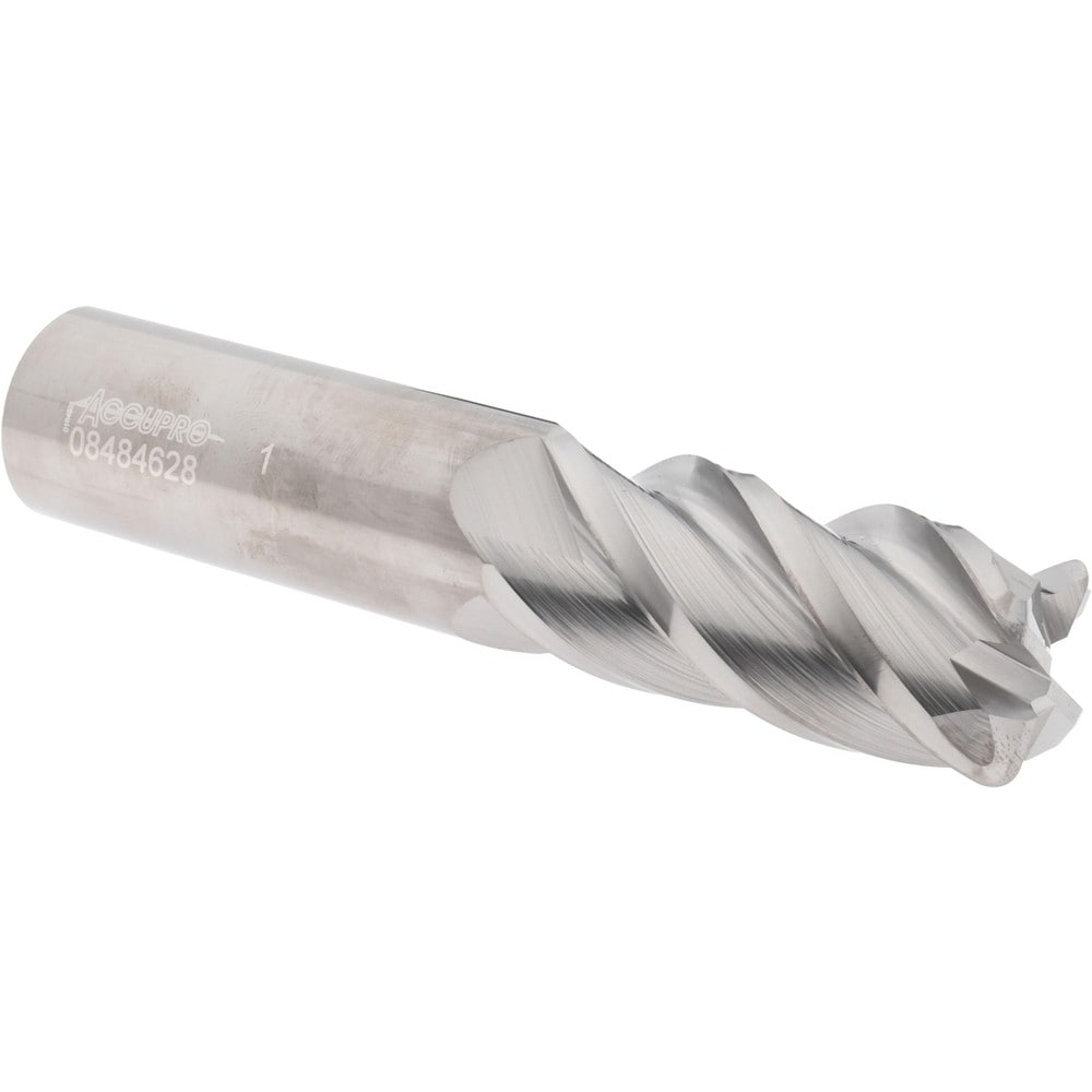 Corner Radius End Mill: 1" Dia, 2-1/4" LOC, 1/8" Radius, 4 Flutes, Solid Carbide