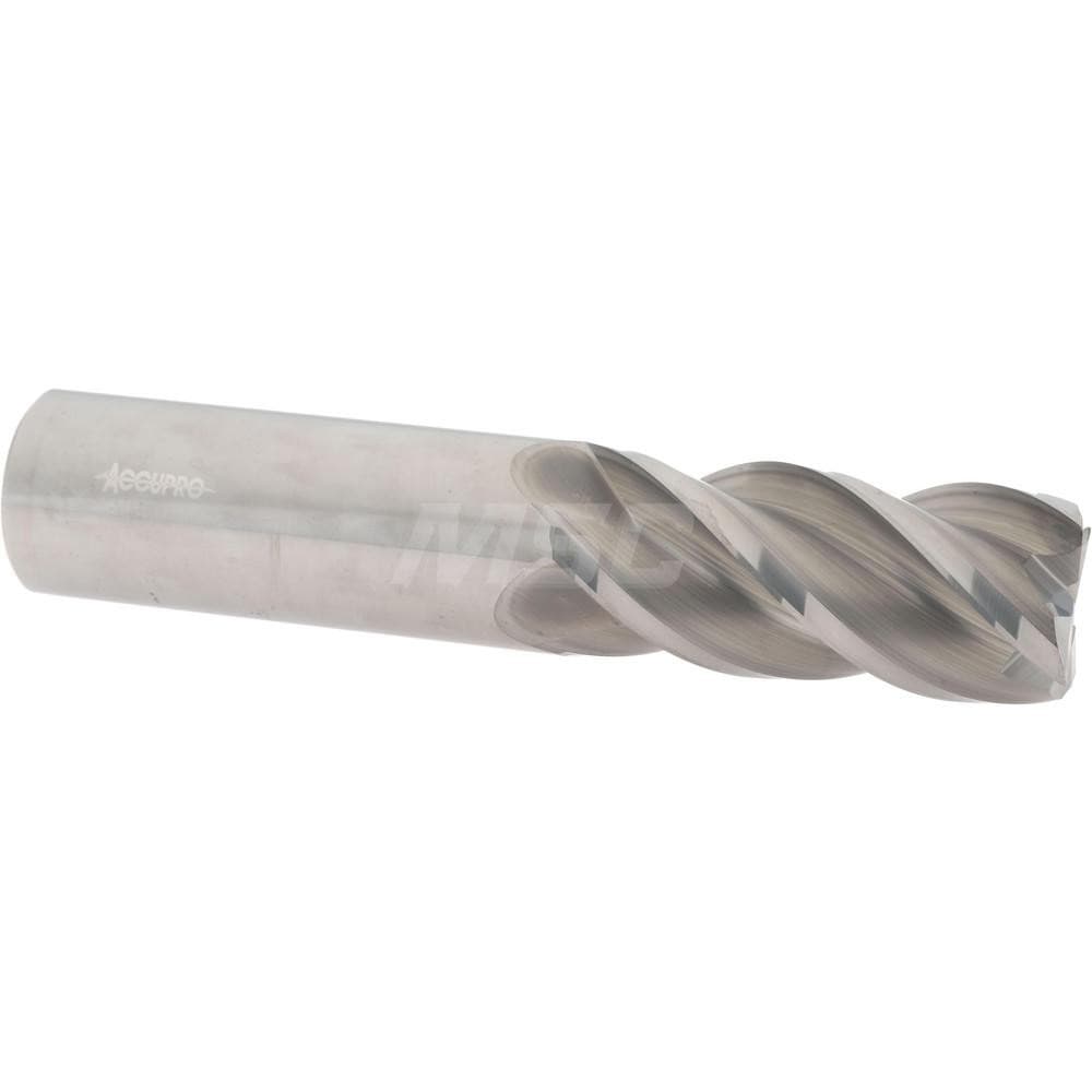 Corner Radius End Mill: 1" Dia, 2-1/4" LOC, 0.03" Radius, 4 Flutes, Solid Carbide