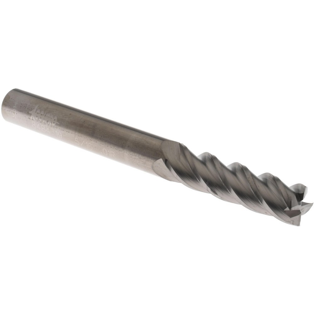 Corner Radius End Mill: 5/16" Dia, 1-1/8" LOC, 0.01" Radius, 4 Flutes, Solid Carbide