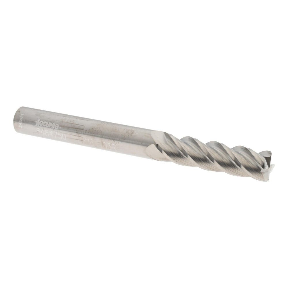 Corner Radius End Mill: 5/16" Dia, 1-1/8" LOC, 0.03" Radius, 4 Flutes, Solid Carbide