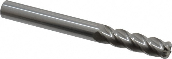 Corner Radius End Mill: 5/16" Dia, 1-1/8" LOC, 0.09" Radius, 4 Flutes, Solid Carbide