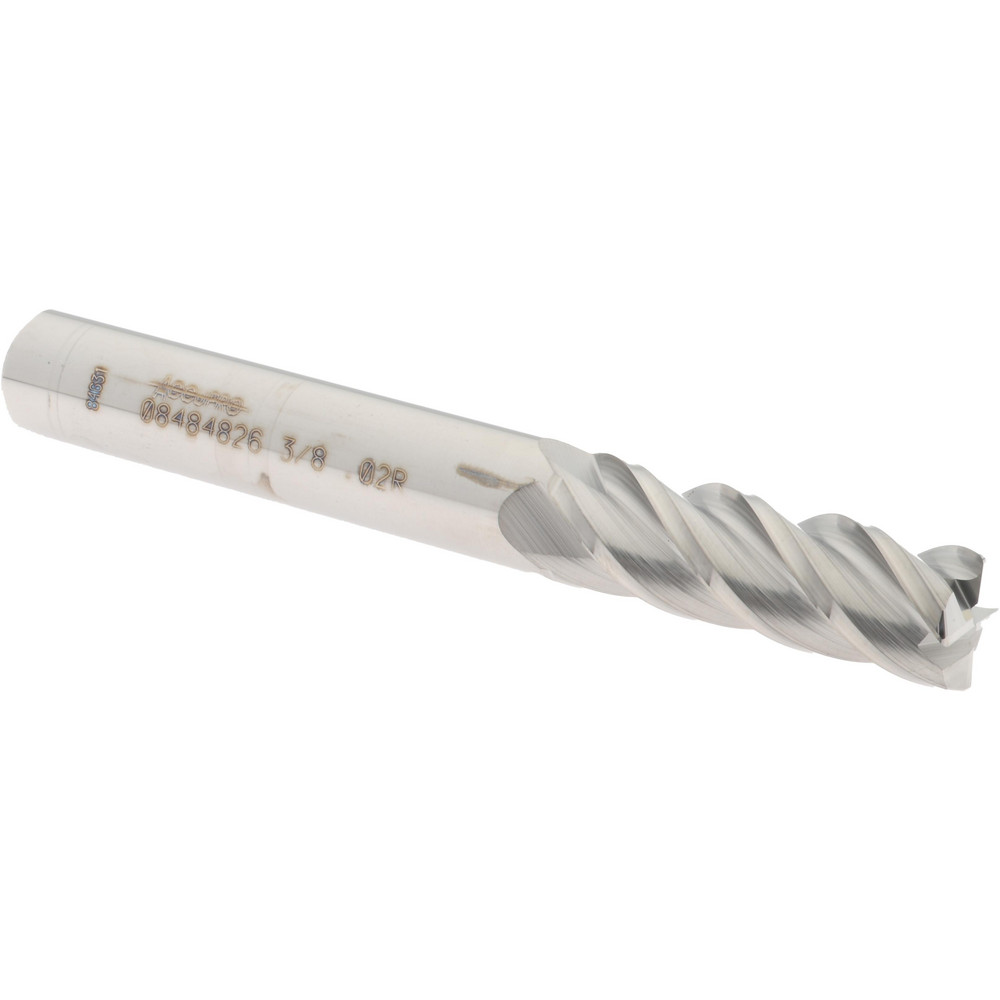 12183052 Corner Radius End Mill: 3/8" Dia, 1-1/8" LOC, 0.02" Radius, 4 Flutes, Solid Carbide  