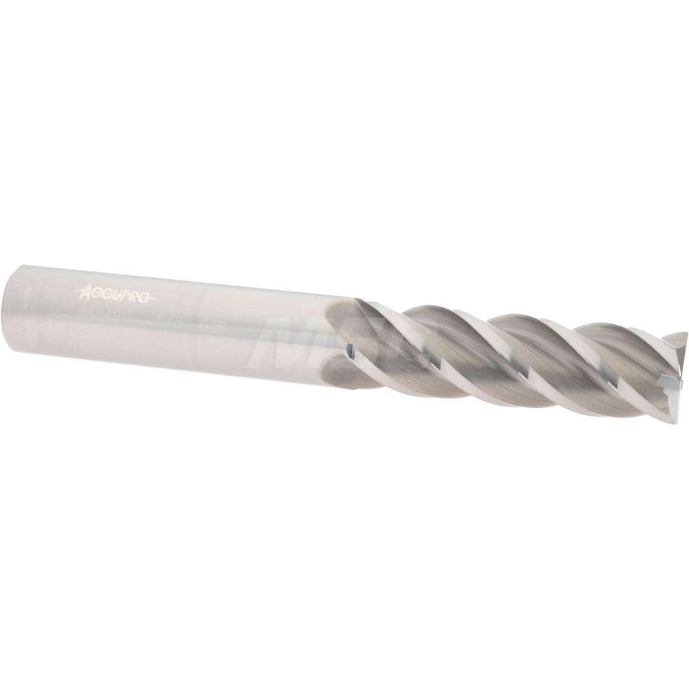 Corner Radius End Mill: 5/8" Dia, 2-1/8" LOC, 0.02" Radius, 4 Flutes, Solid Carbide