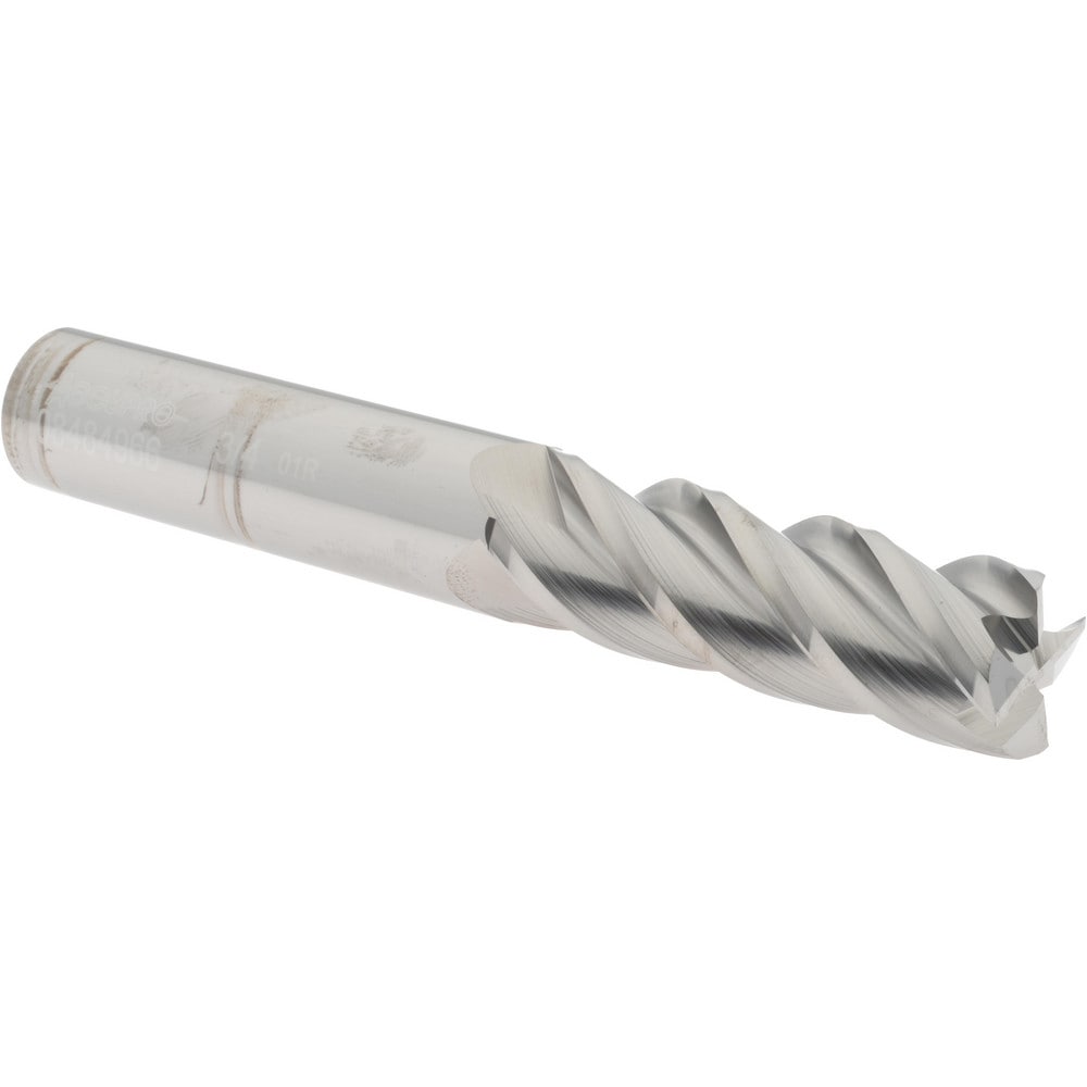 Corner Radius End Mill: 3/4" Dia, 2-1/4" LOC, 0.01" Radius, 4 Flutes, Solid Carbide