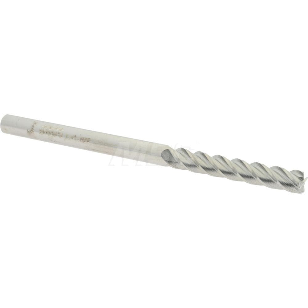 Accupro 12183228 Corner Radius End Mill: 1/4" Dia, 1-1/2" LOC, 0.02" Radius, 4 Flutes, Solid Carbide 