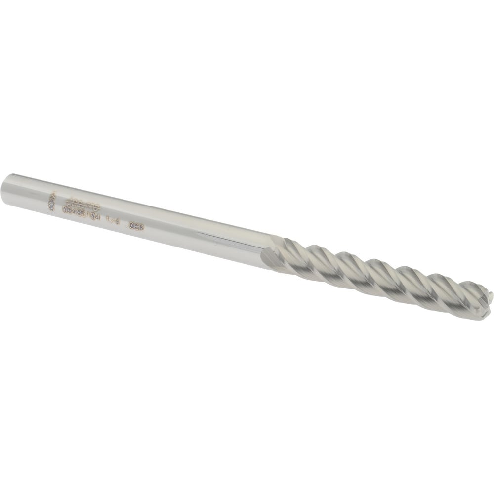 Accupro 12183231 Corner Radius End Mill: 1/4" Dia, 1-1/2" LOC, 0.06" Radius, 4 Flutes, Solid Carbide 