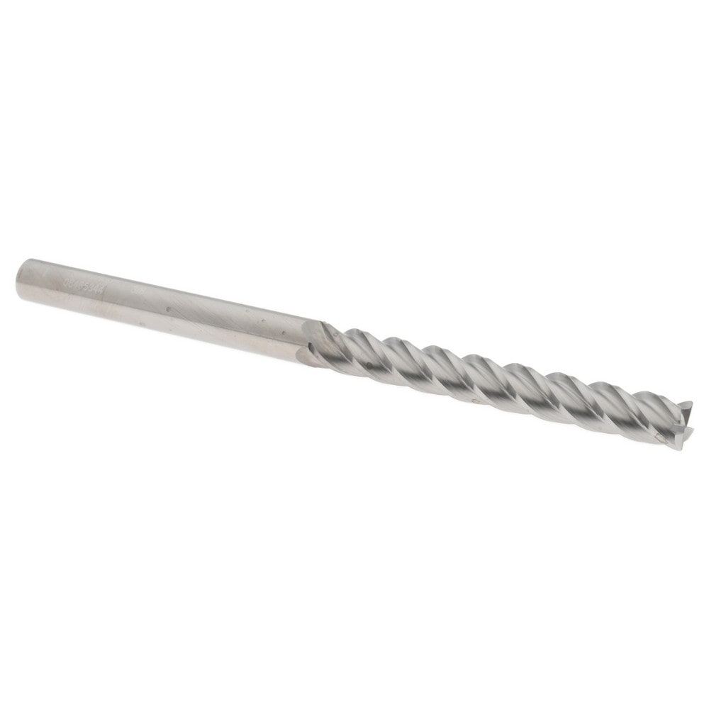 Corner Radius End Mill: 3/8" Dia, 3" LOC, 0.02" Radius, 4 Flutes, Solid Carbide