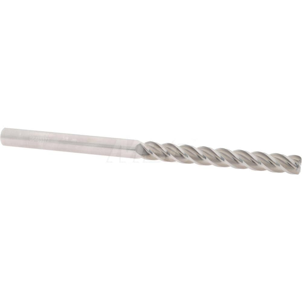 Corner Radius End Mill: 3/8" Dia, 3" LOC, 0.06" Radius, 4 Flutes, Solid Carbide