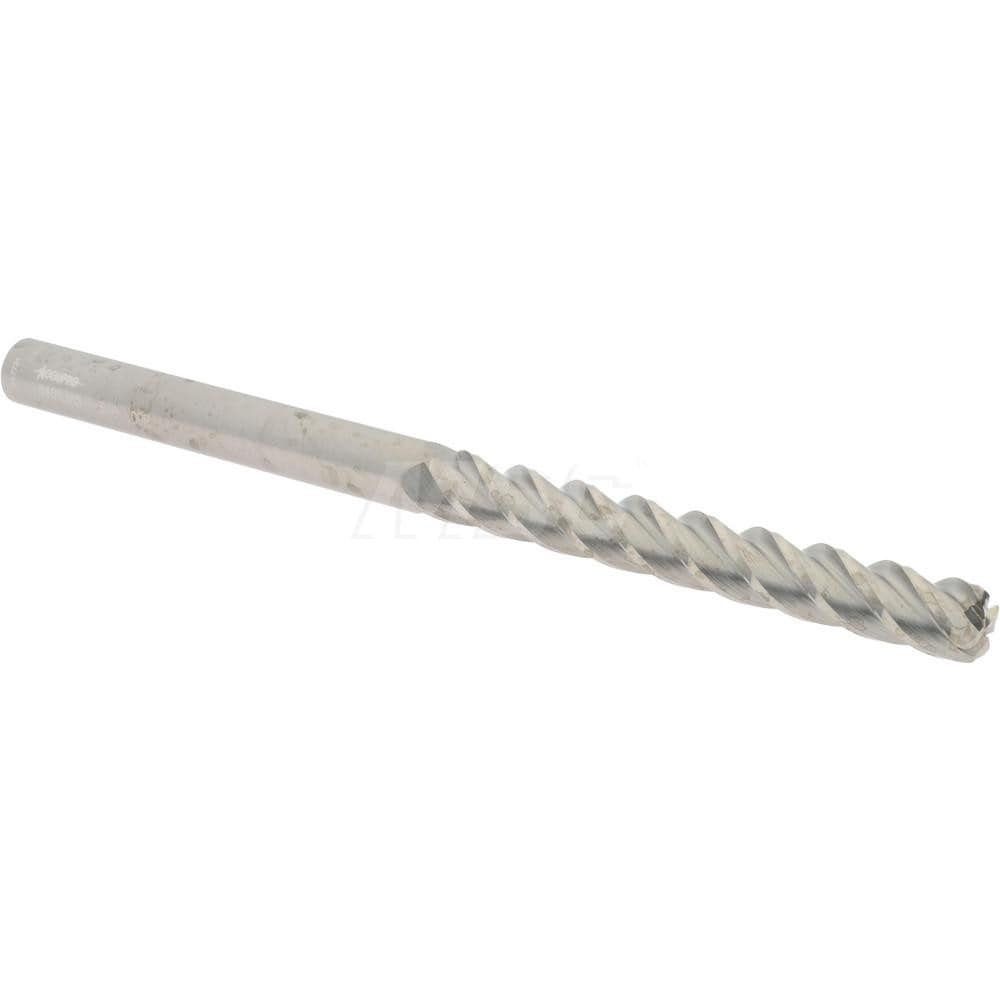 Corner Radius End Mill: 3/8" Dia, 3" LOC, 0.09" Radius, 4 Flutes, Solid Carbide