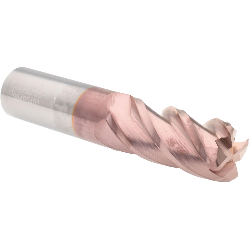 Corner Radius End Mill: 1" Dia, 2-1/4" LOC, 1/8" Radius, 4 Flutes, Solid Carbide