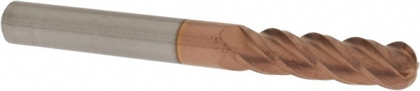 Corner Radius End Mill: 5/16" Dia, 1-1/8" LOC, 1/8" Radius, 4 Flutes, Solid Carbide