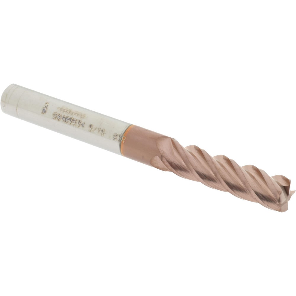 Corner Radius End Mill: 5/16" Dia, 1-1/8" LOC, 0.03" Radius, 4 Flutes, Solid Carbide