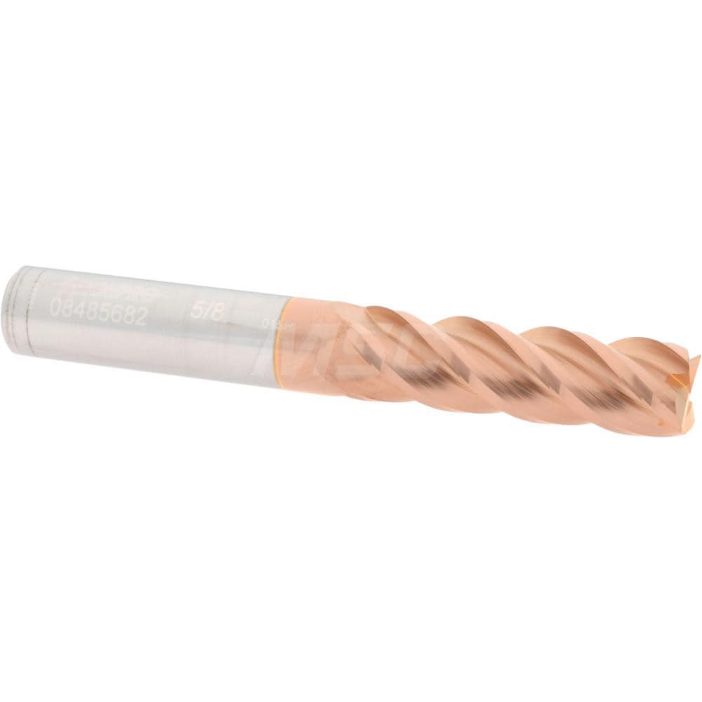 Corner Radius End Mill: 5/8" Dia, 2-1/8" LOC, 0.015" Radius, 4 Flutes, Solid Carbide