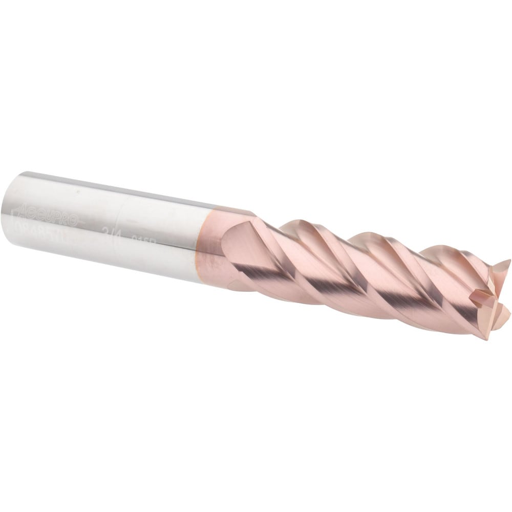 Accupro 12183144 Corner Radius End Mill: 3/4" Dia, 2-1/4" LOC, 0.015" Radius, 4 Flutes, Solid Carbide Image