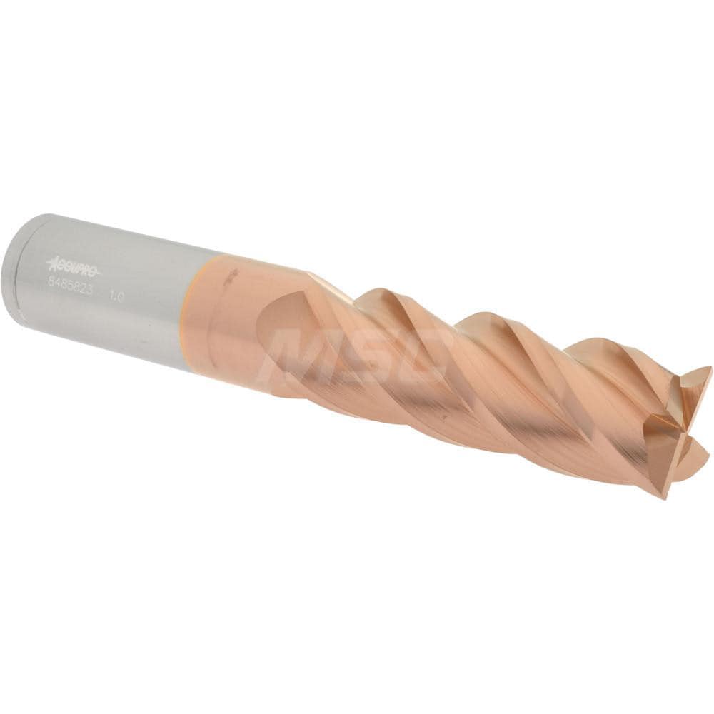 Accupro 12183169 Corner Radius End Mill: 1" Dia, 3" LOC, 0.01" Radius, 4 Flutes, Solid Carbide Image