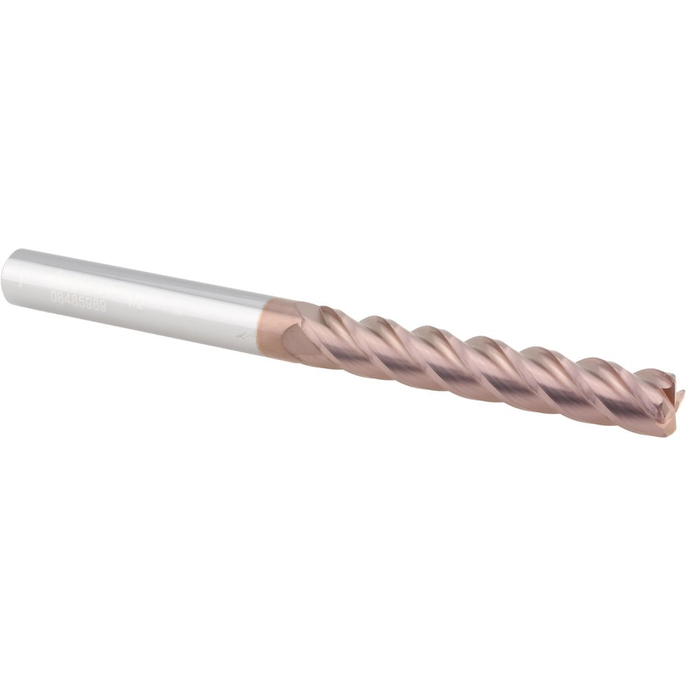 Corner Radius End Mill: 1/2" Dia, 3" LOC, 0.0600" Radius, 4 Flute, Solid Carbide