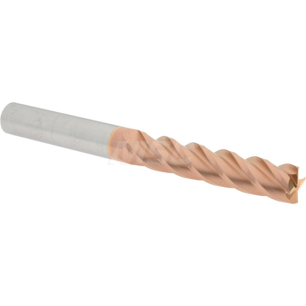 Corner Radius End Mill: 5/8" Dia, 3" LOC, 0.01" Radius, 4 Flutes, Solid Carbide