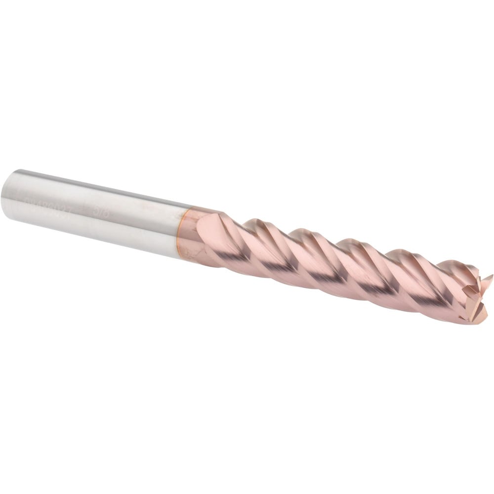 Corner Radius End Mill: 5/8" Dia, 3" LOC, 0.02" Radius, 4 Flutes, Solid Carbide