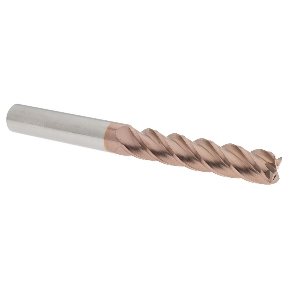 Corner Radius End Mill: 5/8" Dia, 3" LOC, 0.06" Radius, 4 Flutes, Solid Carbide