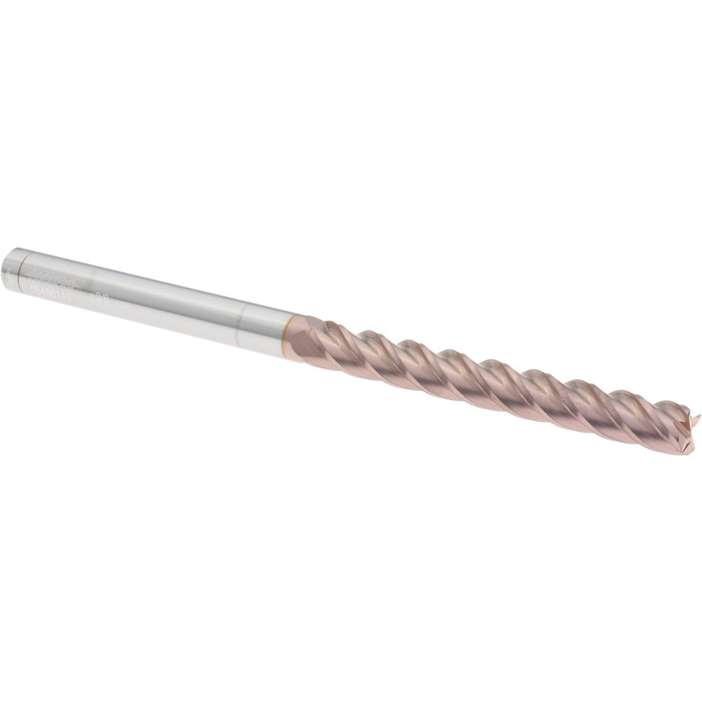 Corner Radius End Mill: 3/8" Dia, 3" LOC, 0.0150" Radius, 4 Flute, Solid Carbide