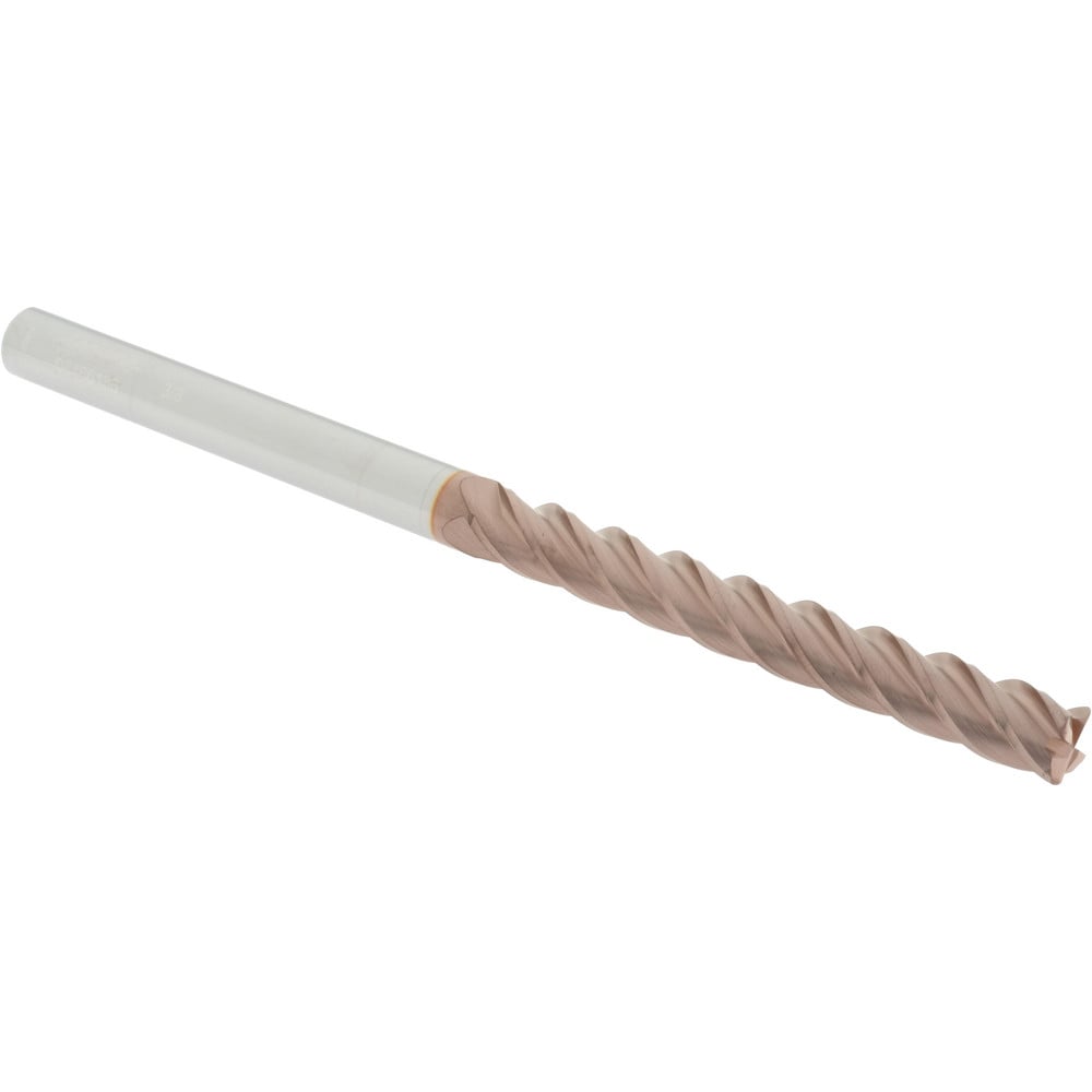 Corner Radius End Mill: 3/8" Dia, 3" LOC, 0.03" Radius, 4 Flutes, Solid Carbide