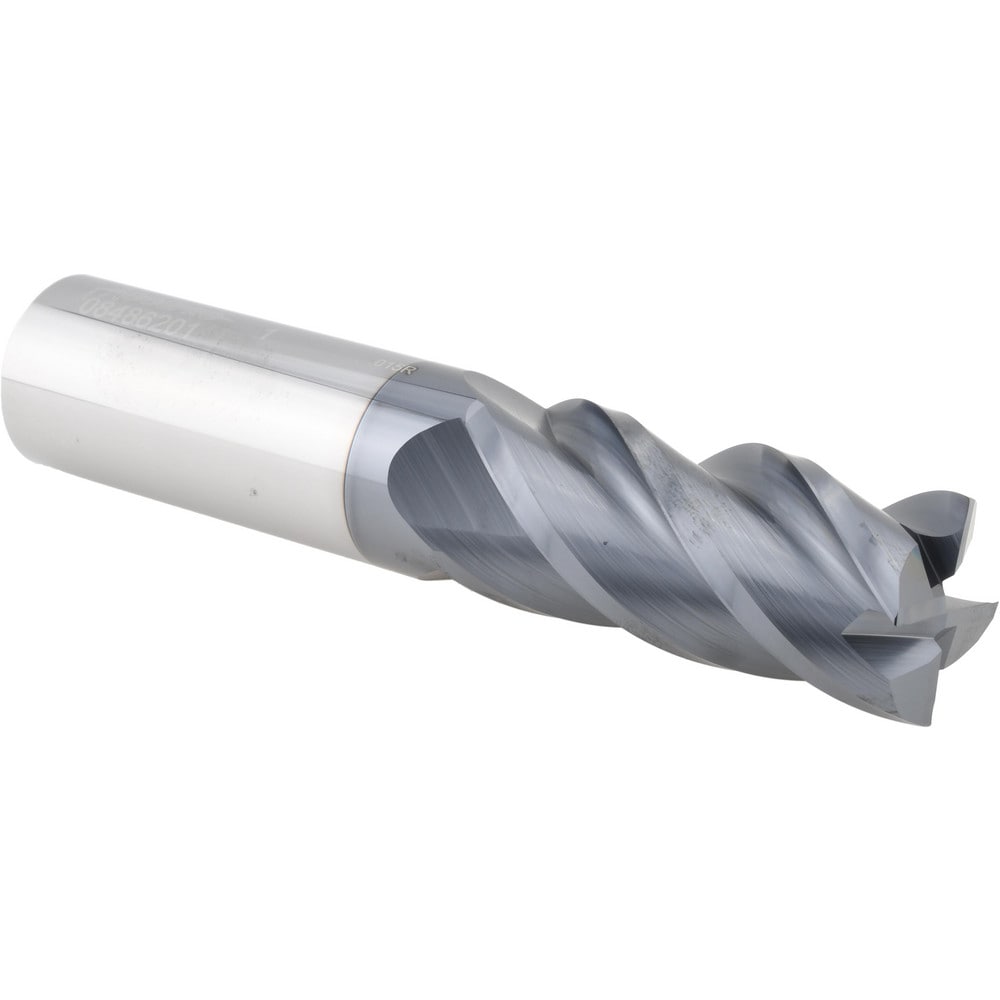 Corner Radius End Mill: 1" Dia, 2-1/4" LOC, 0.0150" Radius, 4 Flute, Solid Carbide