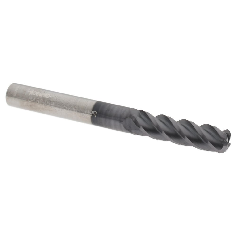 Corner Radius End Mill: 5/16" Dia, 1-1/8" LOC, 0.09" Radius, 4 Flutes, Solid Carbide