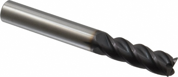 12183069 Corner Radius End Mill: 3/8" Dia, 1-1/8" LOC, 0.015" Radius, 4 Flutes, Solid Carbide  
