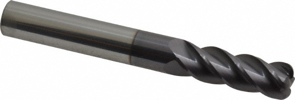 12183074 Corner Radius End Mill: 3/8" Dia, 1-1/8" LOC, 0.09" Radius, 4 Flutes, Solid Carbide  