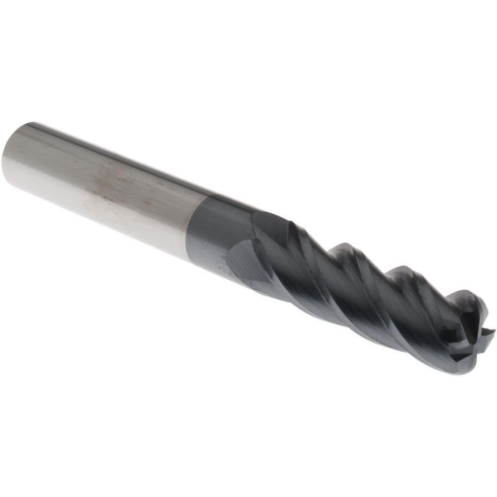 Corner Radius End Mill: 3/8" Dia, 1-1/8" LOC, 0.09" Radius, 4 Flutes, Solid Carbide