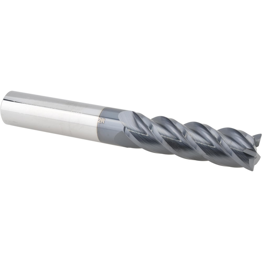 Corner Radius End Mill: 5/8" Dia, 2-1/8" LOC, 0.0200" Radius, 4 Flute, Solid Carbide